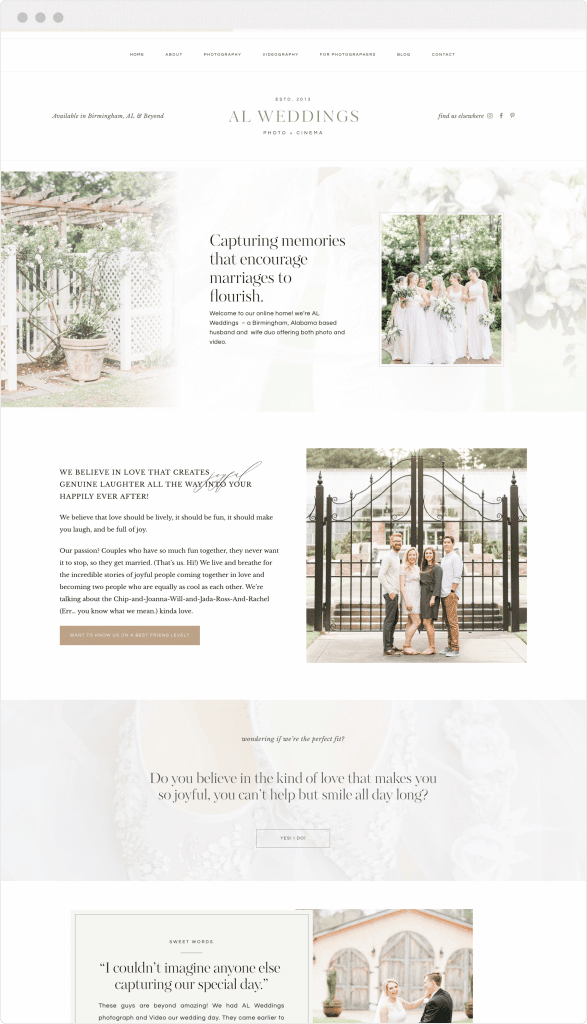 AL Weddings Custom Elementor WordPress website design by Davey & Krista