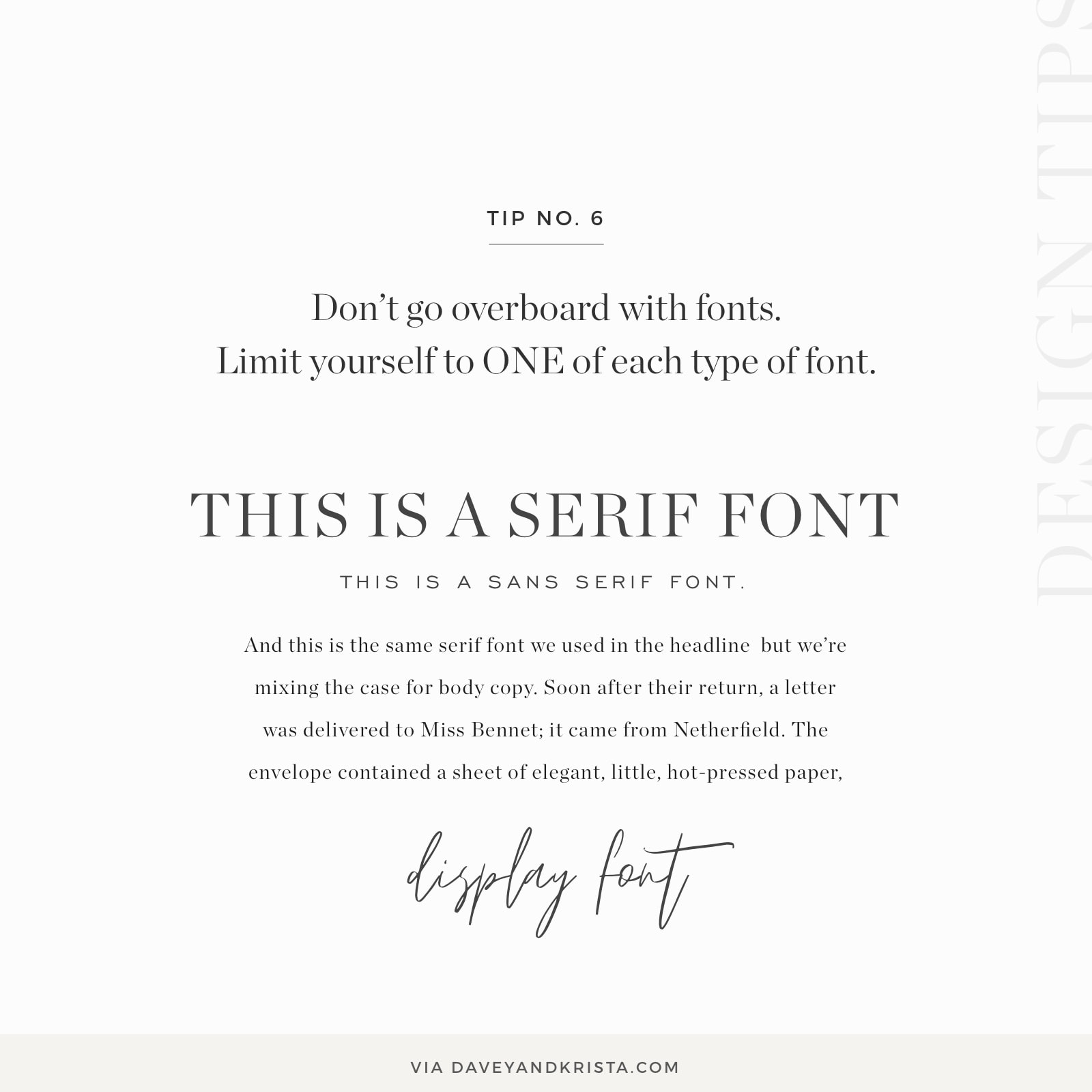 Graphic design tip - limit the number of fonts you use on a website | Davey & Krista