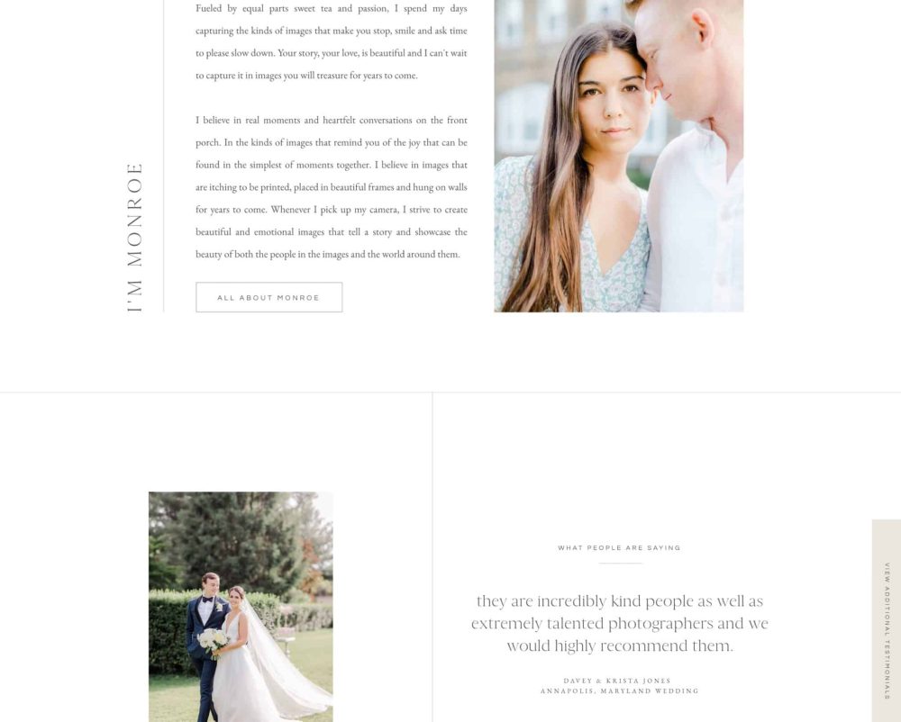 Isle of Palms - Classic white Showit website template for wedding and portrait photographers | Davey & Krista