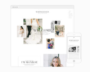 Editorial inspired website template for photographers (Showit) | Davey and Krista