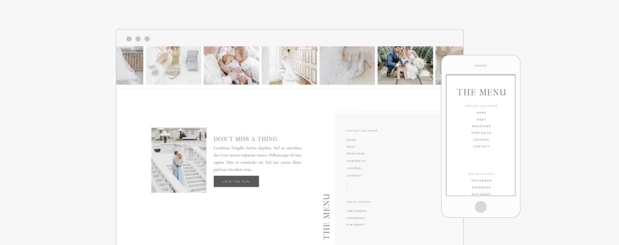 Elegant WordPress / Elementor Website template for wedding photographers | Davey & Krista