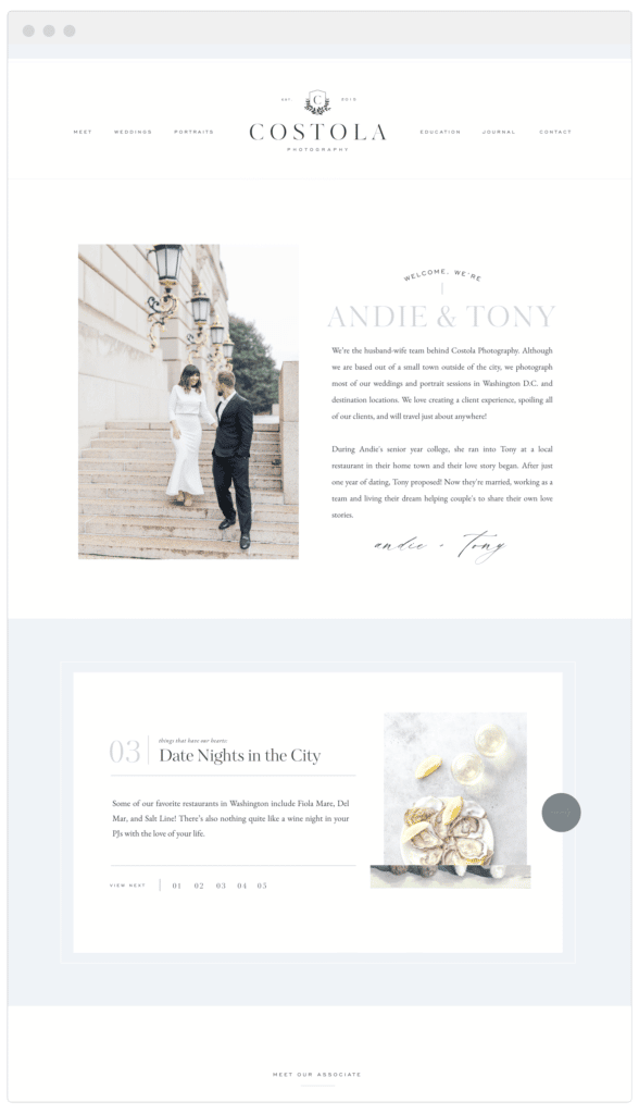 Custom Showit Website Design for Wedding photographers - Davey & Krista