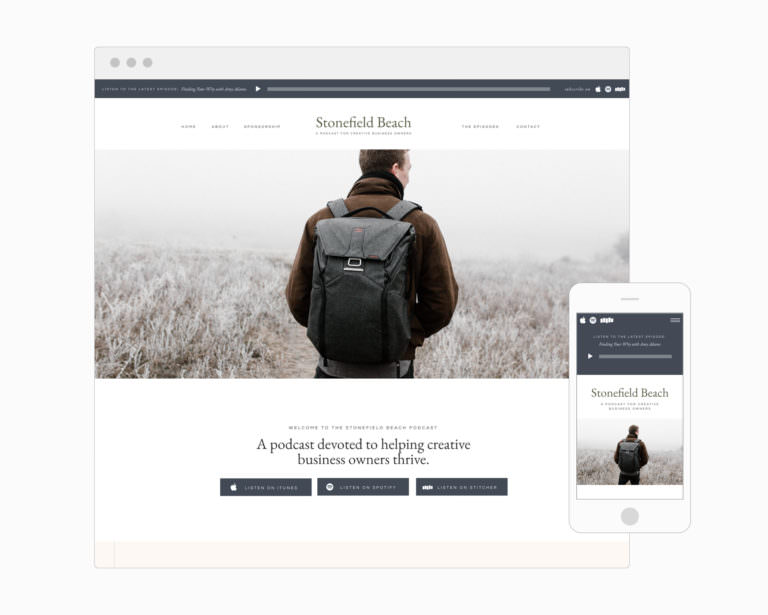 Podcast website template for Showit by Davey & Krista