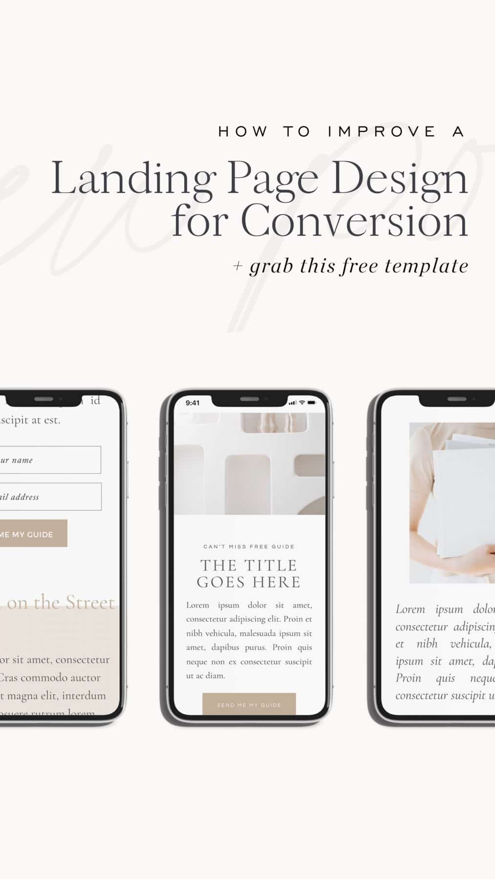 How to Improve a Landing Page Design for Conversion | plus grab a free landing page template for Showit and WordPress (Elementor) | Via Davey & Krista