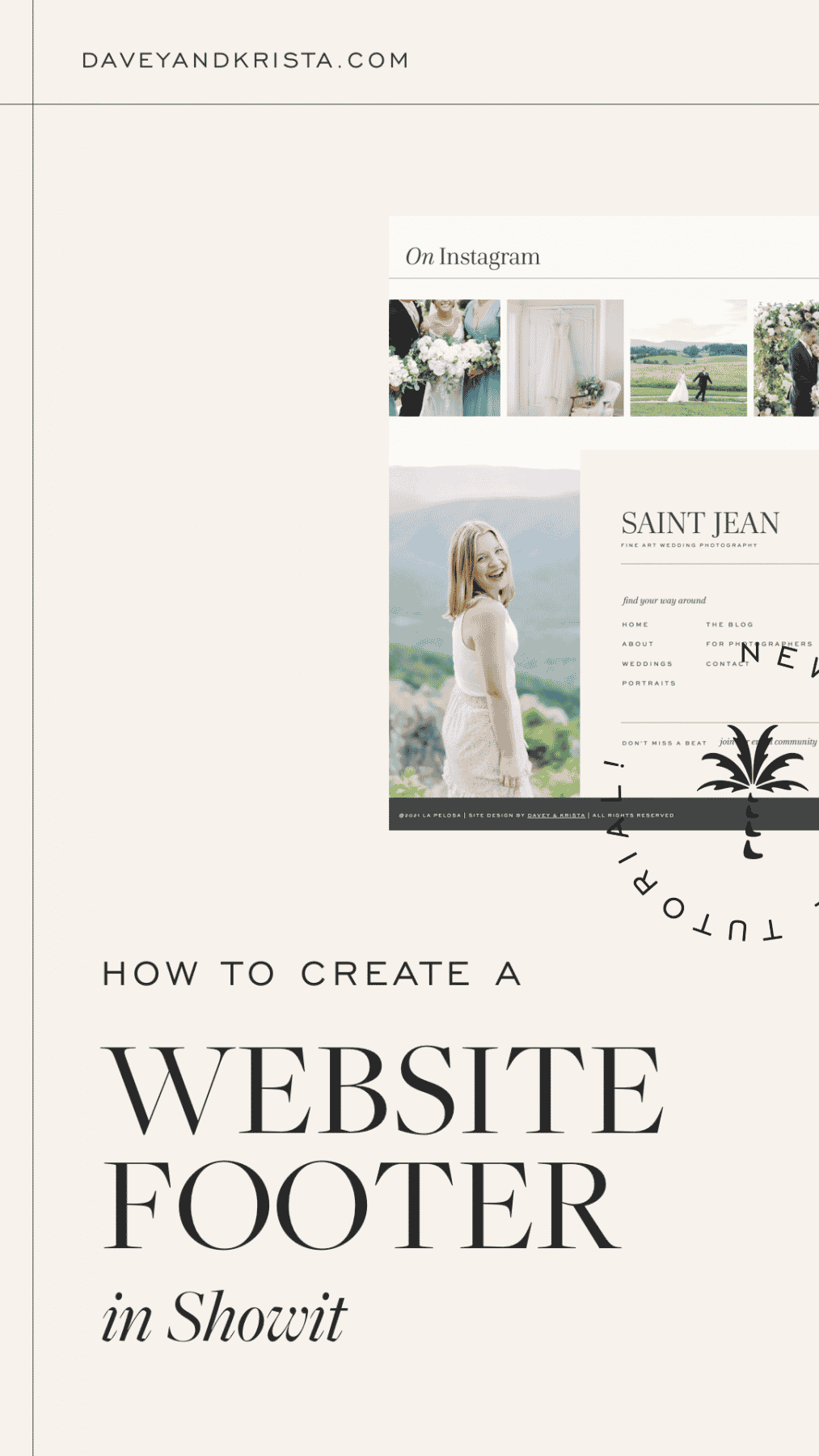 Learn how to create a website footer in Showit | Davey & Krista 