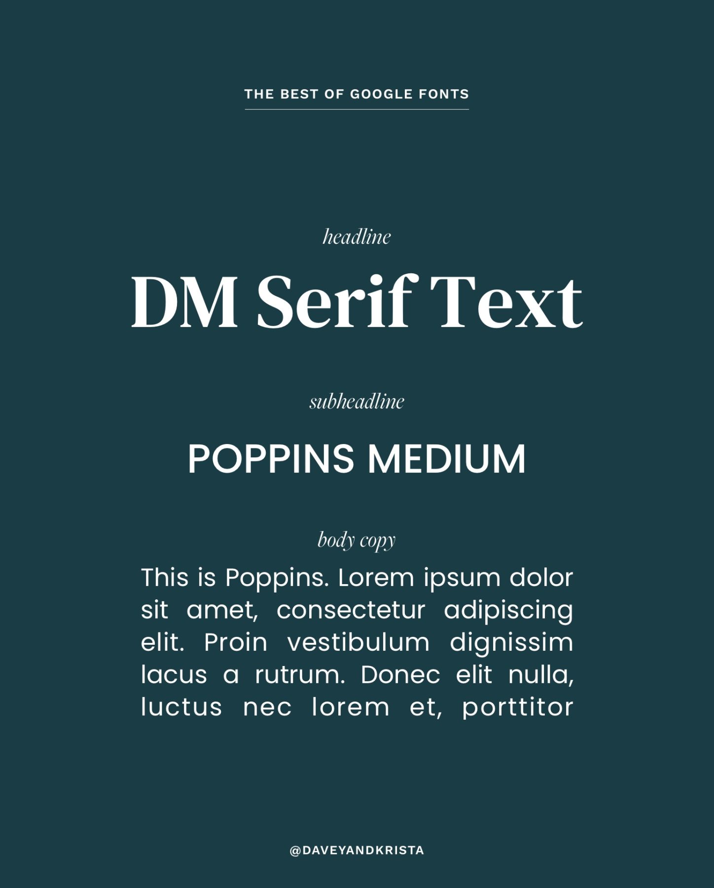 The best of Google Fonts: DM Serif Text + Poppins | Via Davey & Krista
