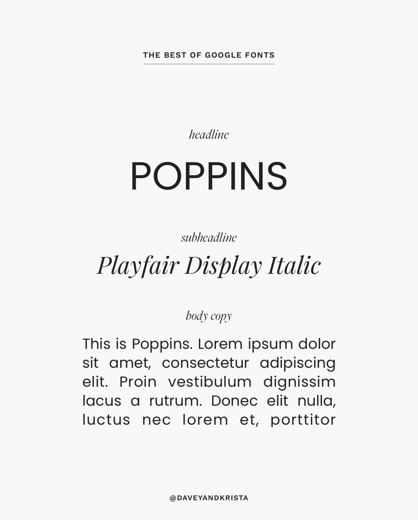 The Best of Google Fonts - Poppins and Playfair Display Italic | Via Davey & Krista
