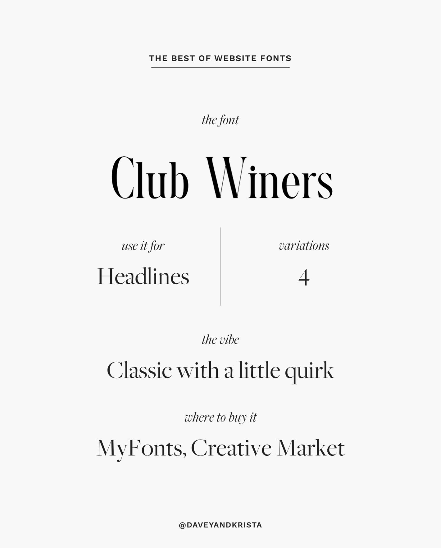 Classic yet quirky website serif font - Club Winers | The Best Fonts for Websites
