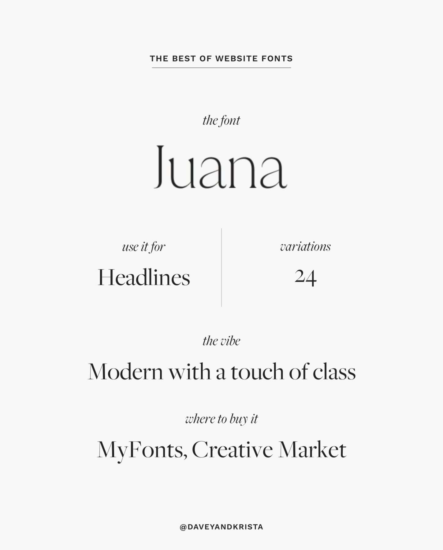 Juana - a modern yet classic font for websites. Available in 24 weights. | The Best Fonts for Websites
