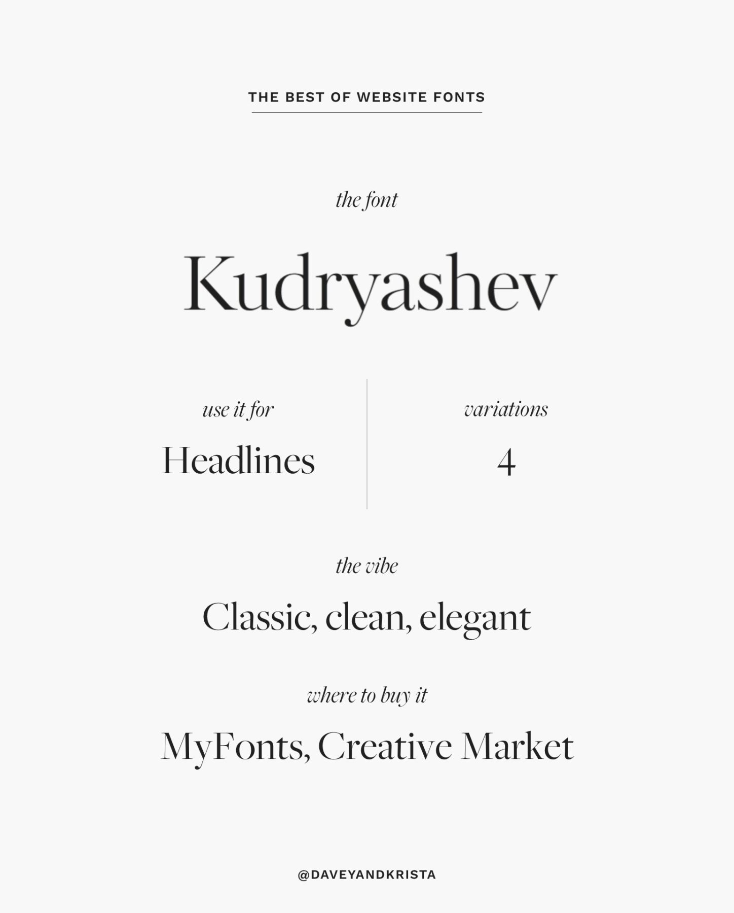 Kudryashev - a classic, elegant serif font for website headlines | The Best Fonts for Websites