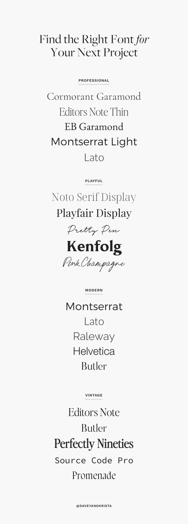 Find the right font for your next project. Professional, playful, modern and vintage inspired fonts. 
