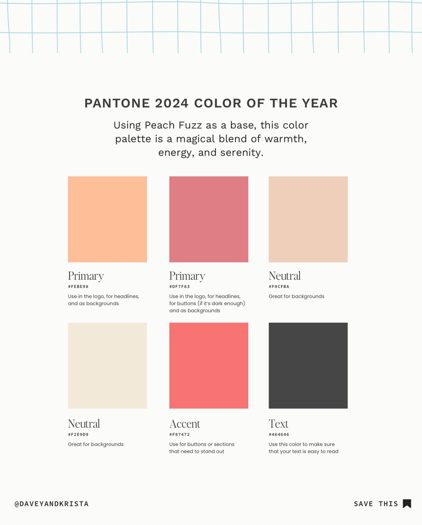 Pantone 2024 Color Palette for websites and brands.