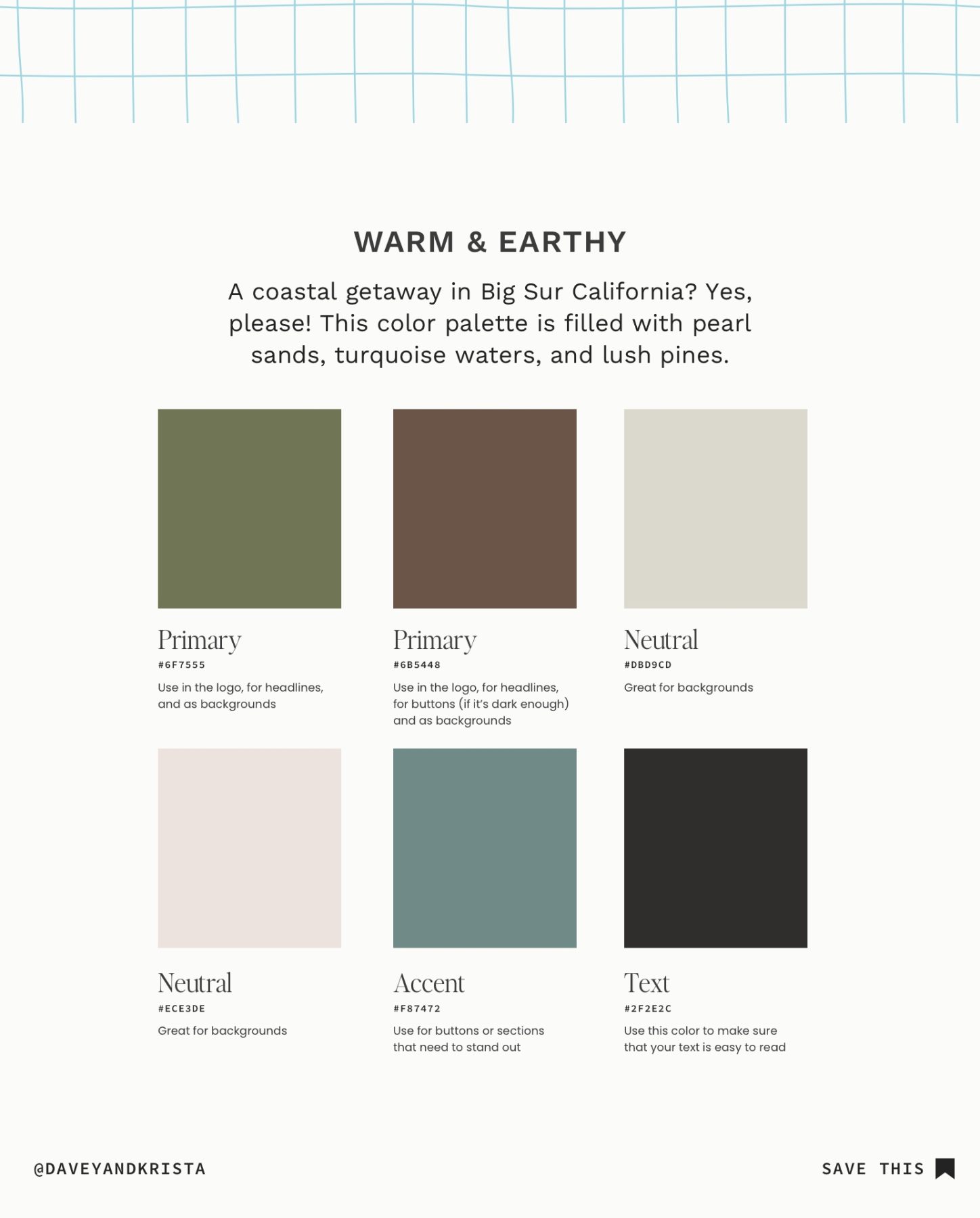 Warm & Earthy Color Palette for websites and brands. 