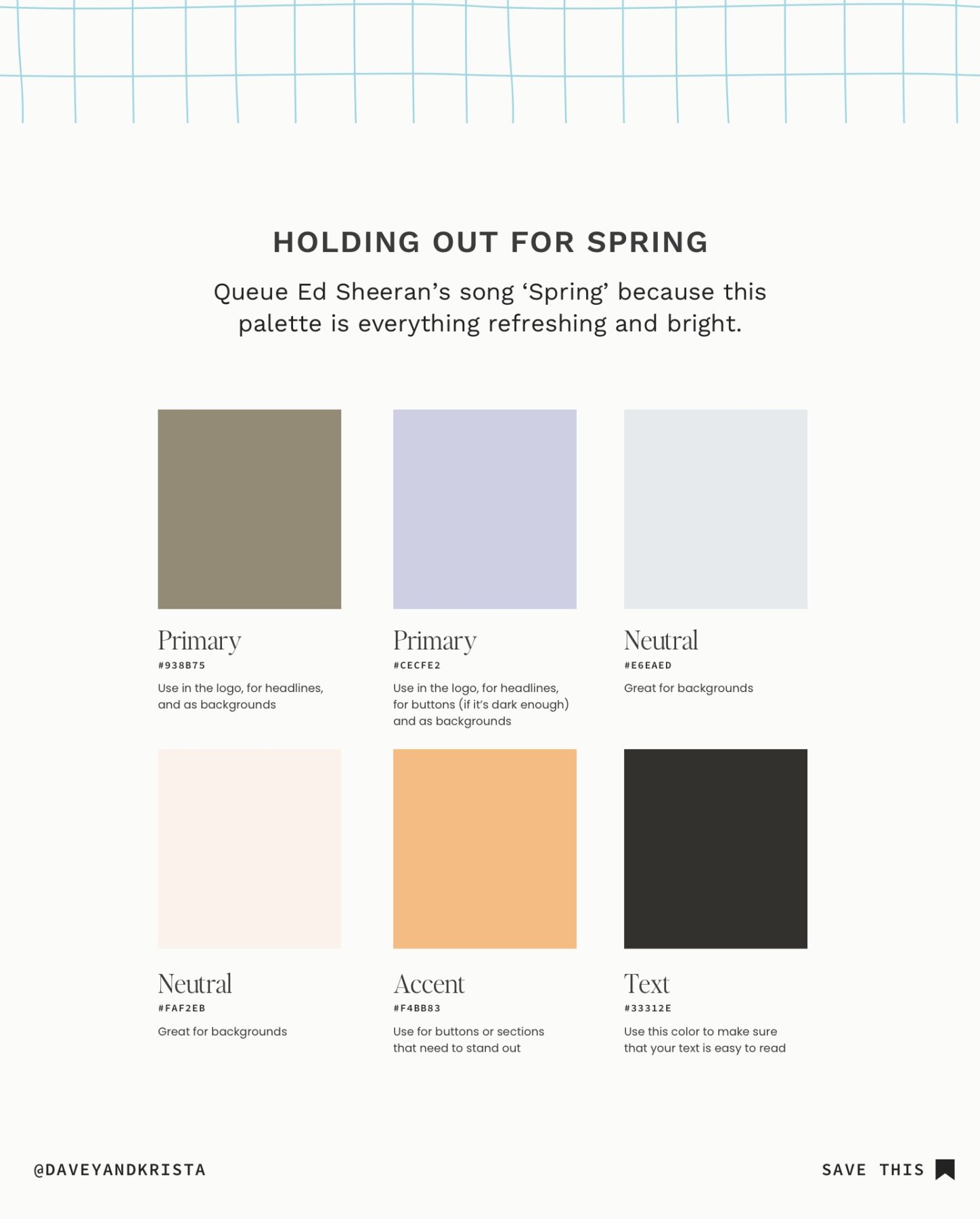 Holding Out For Spring Color Palette for websites and brands.