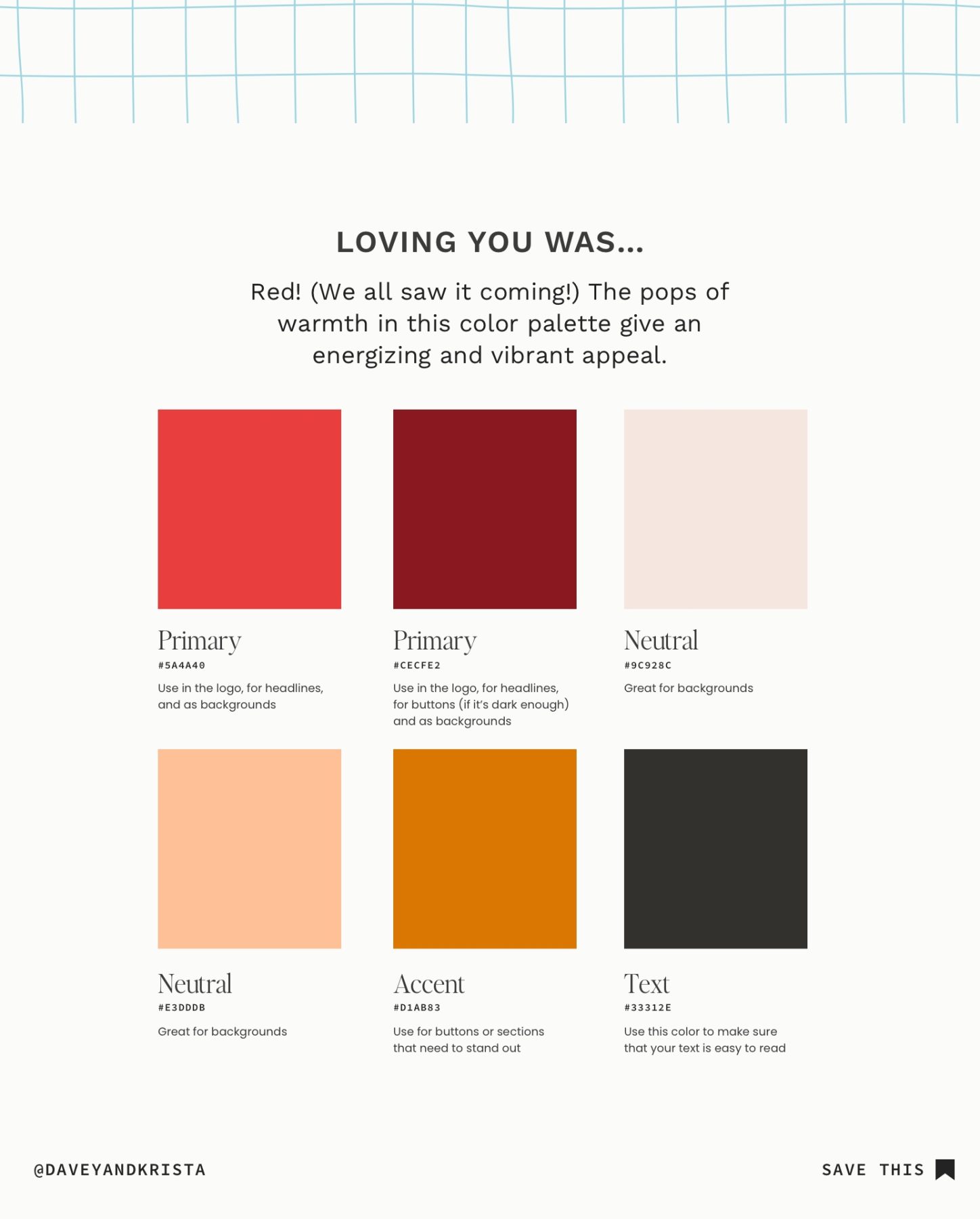 Loving You Was… Color Palette for websites and brands.
