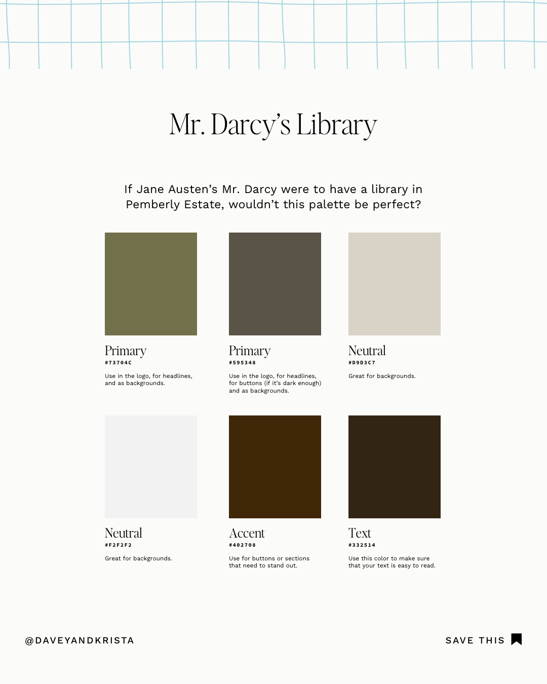 Mr. Darcy's Library Palette