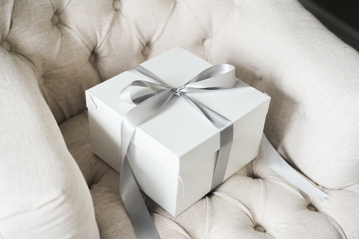 5 Benefits of Client Gifting That Actually Grow Your Business- White box with grey bow.