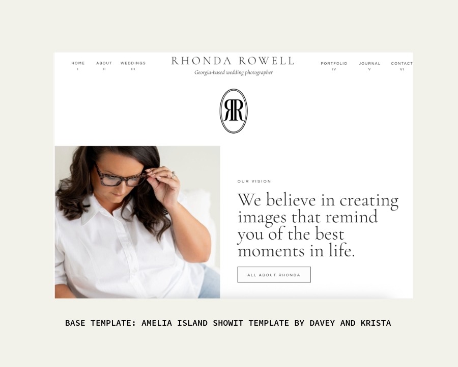 About page on Showit photography website template
