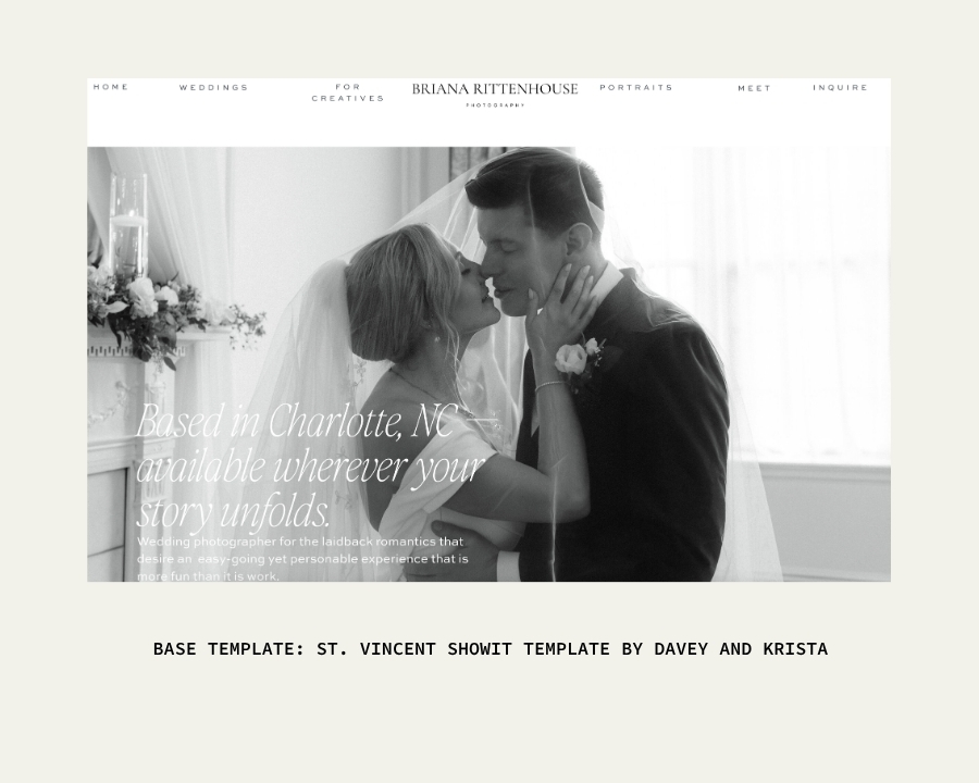 Website Templates for Wedding Photographers: St. Vincent Home Page