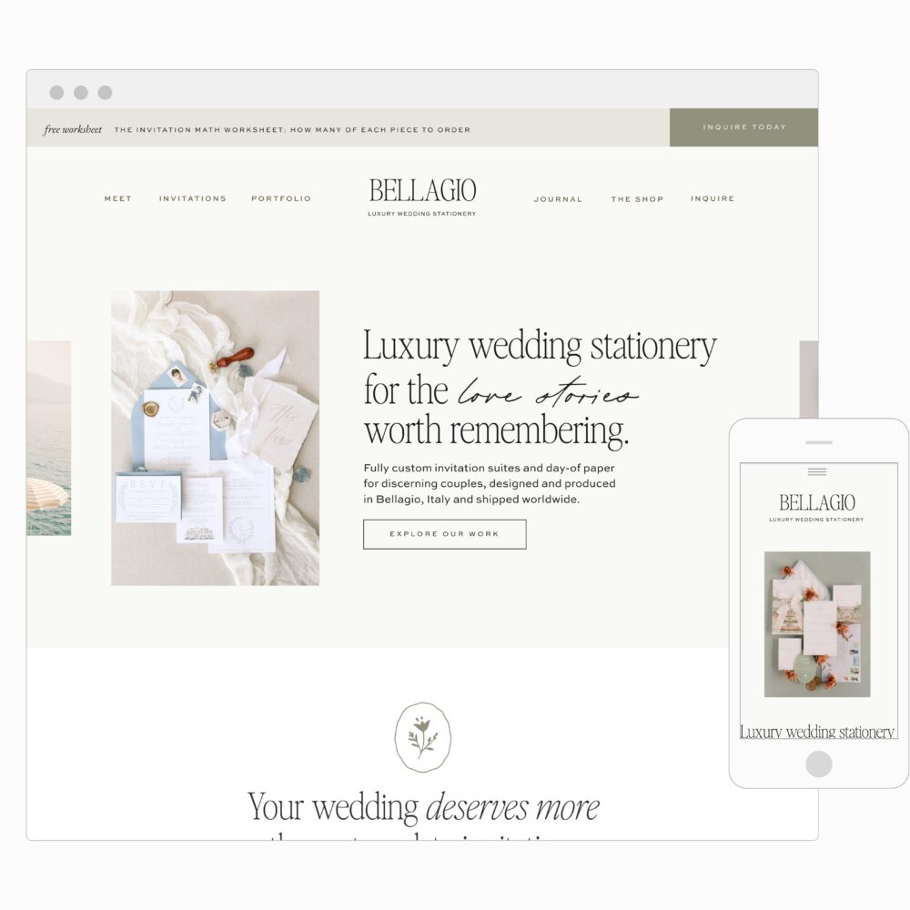 Bellagio Showit Website Template