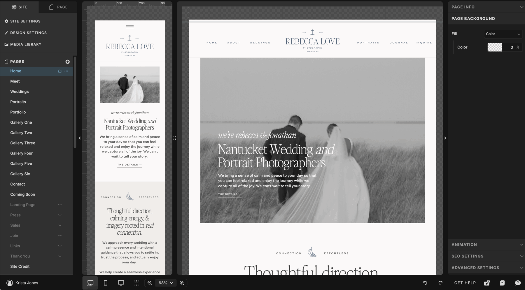 Best website builder for photographers shown on a laptop displaying a photography portfolio site