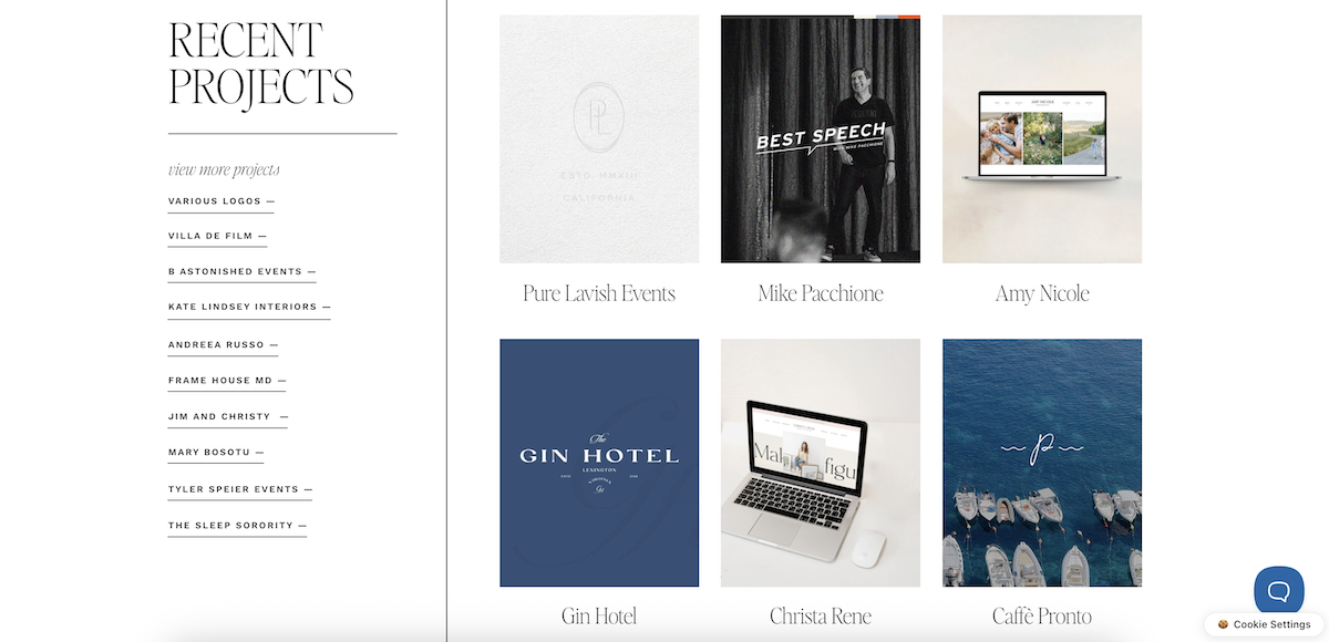 Why Isn't My Design Portfolio Booking Clients?  Davey & Krista portfolio page
