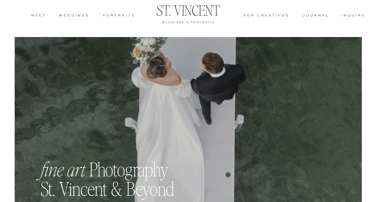 The Best Showit Templates for Wedding Photographers in 2026, St. Vincent via Davey & Krista
